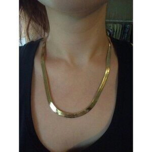 18kt stamped gold Bonded Thick herringbone chain necklace masculine or feminine